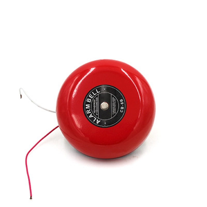 Campana eléctrica de forma redonda para escuela, alarma de fuego, color rojo, CA 220V, 100mm, 4 pulgadas/150mm, 6 pulgadas de diámetro