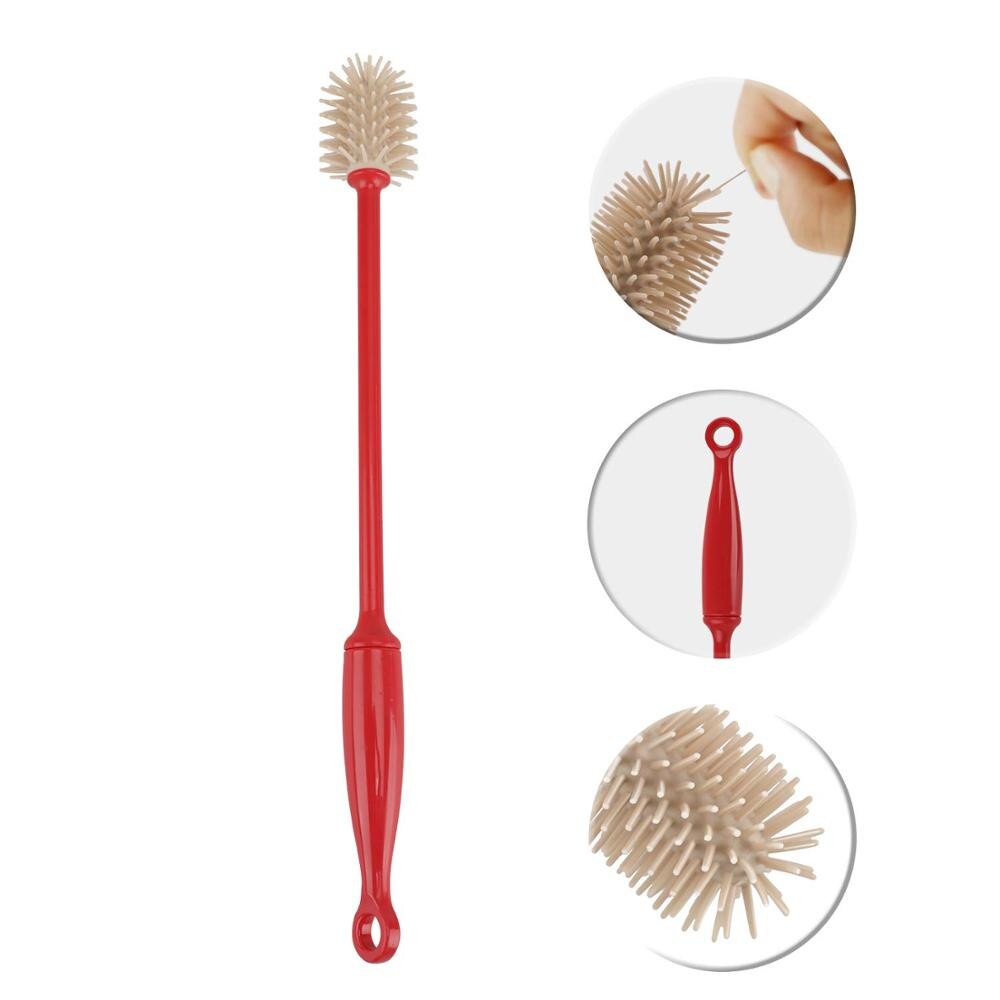 cleanhome Silicone Water Cup Brush Baby Bottle Brush Set Kitchen Cup Scrubber Brush For Cup Cleaner,Red