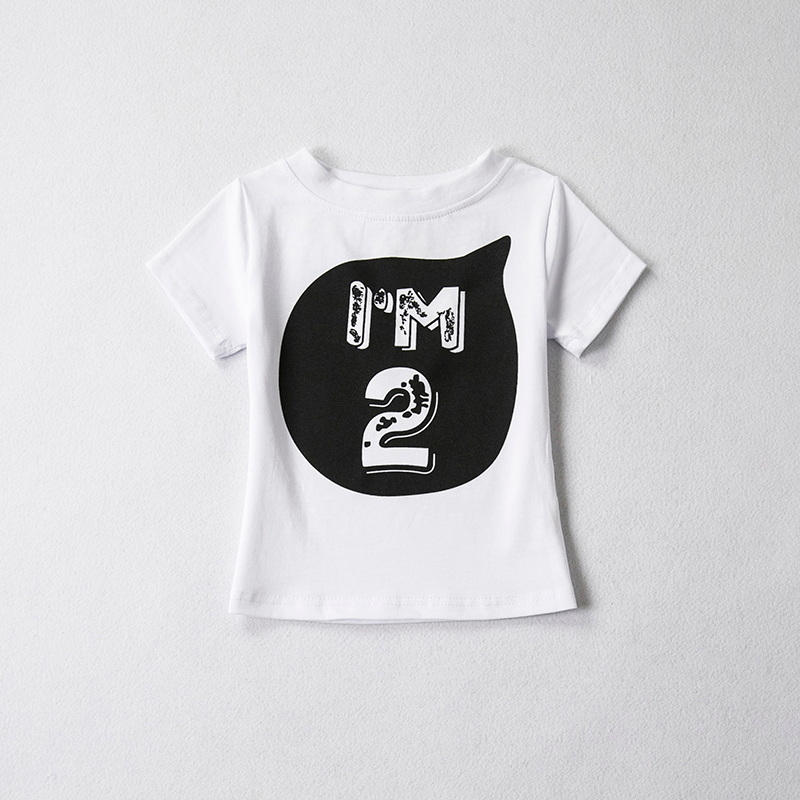 Sommer Mädchen jungen Tops Kid t shirts T Kleidung Baumwolle lustige T Shirts 1st Eine Jahre 2nd Geburtstag Outfits 3 jahr Weiß Tshirt: White 2