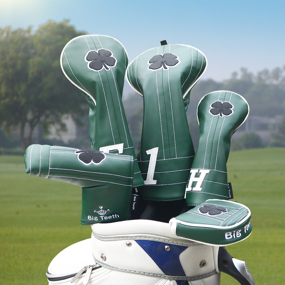 Golf Mallet Headcover Putter Cover Magnetic Lucky Clover Half Mallet Headcover