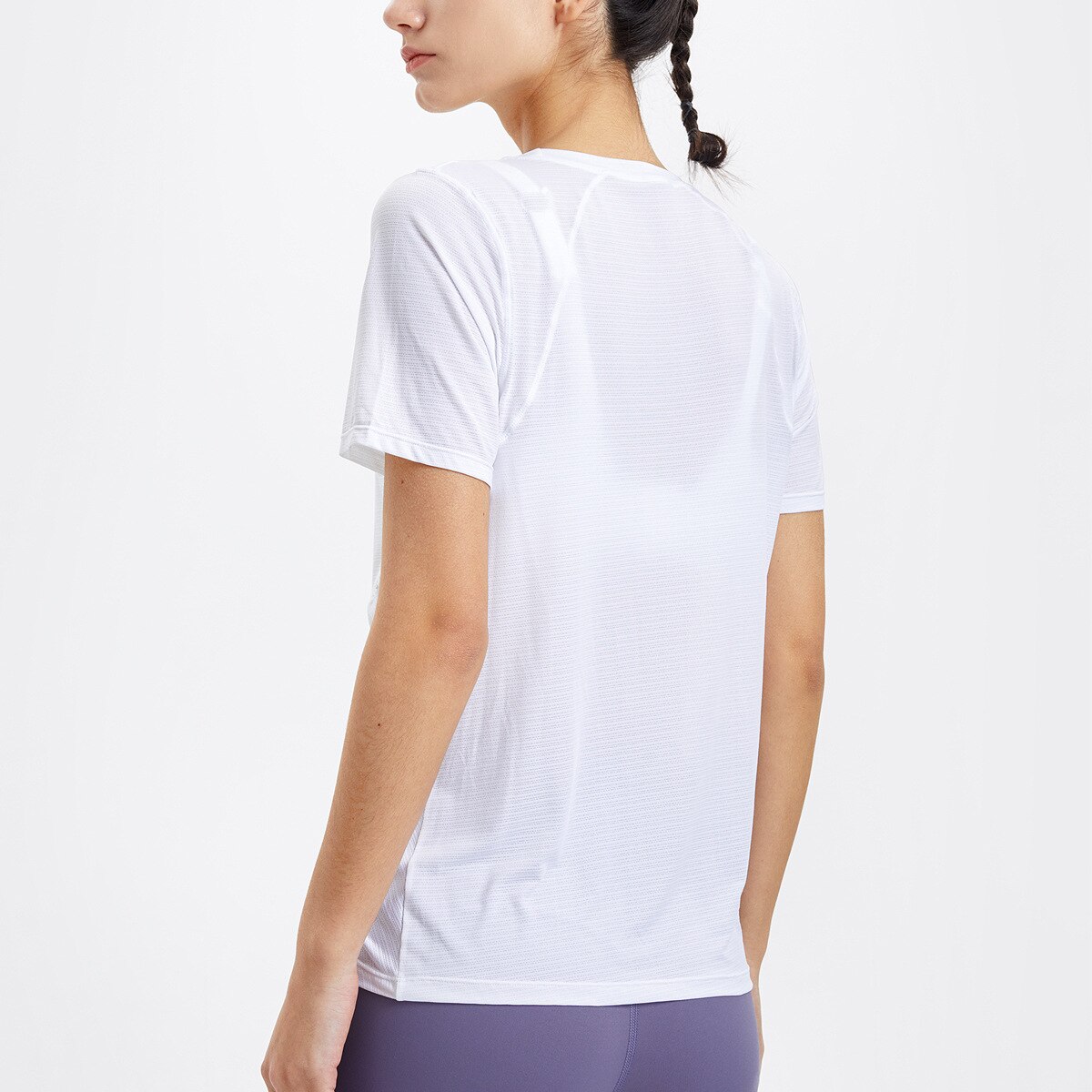 Lockere sport-t-shirts für damen, schnelltrocknende fitnessbekleidung, rundhalsausschnitt, einfarbige yoga-shirts, kurzarm