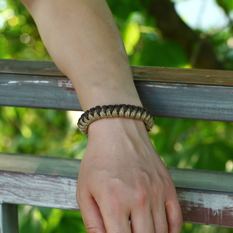 Punk Cotton Rope Braided Bracelet for Men Jewelry Vintage Wrap Wristband Women's Bracelets Hand Strap