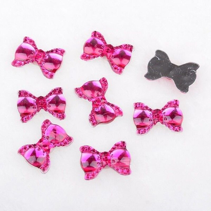 Boliao 100 stuks 13mm*19mm acryl strik platte achterkant applicaties/bruiloft/huisdecoratie knutselen diy  r040: Felroze