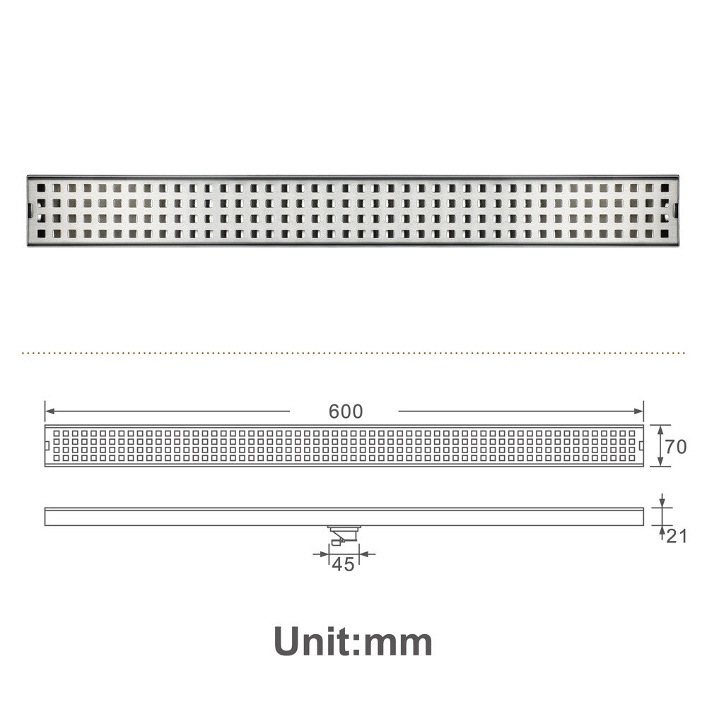 Badkamer Afvoerputje Grote-Oppervlak Deodorant 304 Rvs Geborsteld Lange Afvoerputje 7*60 Cm