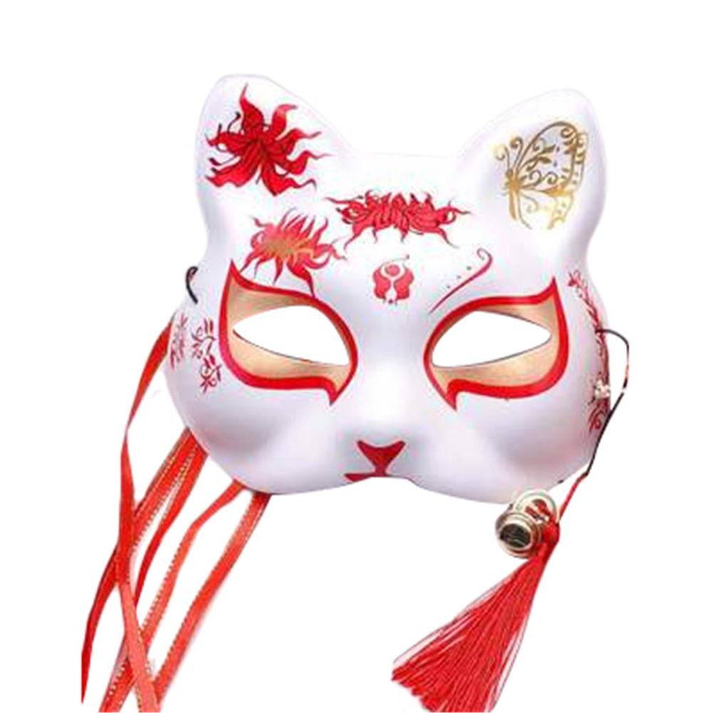 Masque d'halloween japonais peint à la main demi visage renard Cosplay masque demi visage danse masque chat visage renard masque accessoires de Performance: B