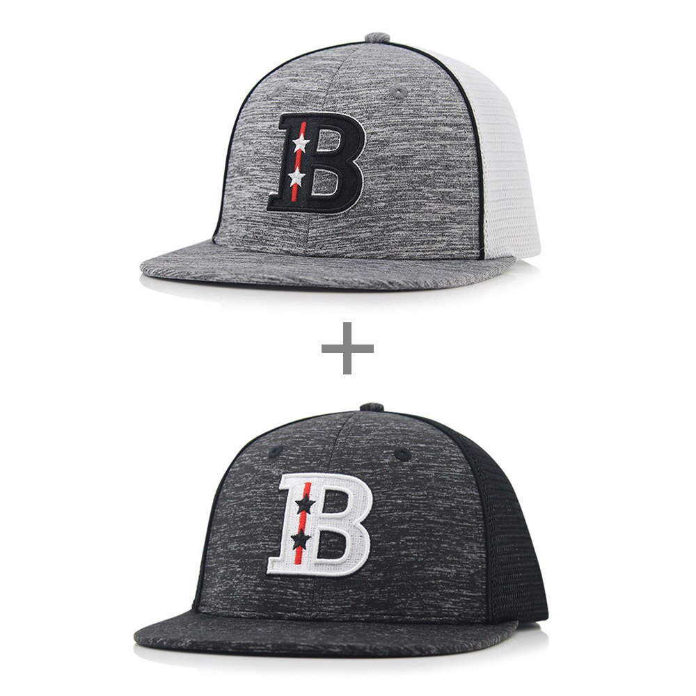 [aetrends] hip hop hat mesh flad baseballkasket cool kasketter og hatte til mænd z -9968: Grå og sort