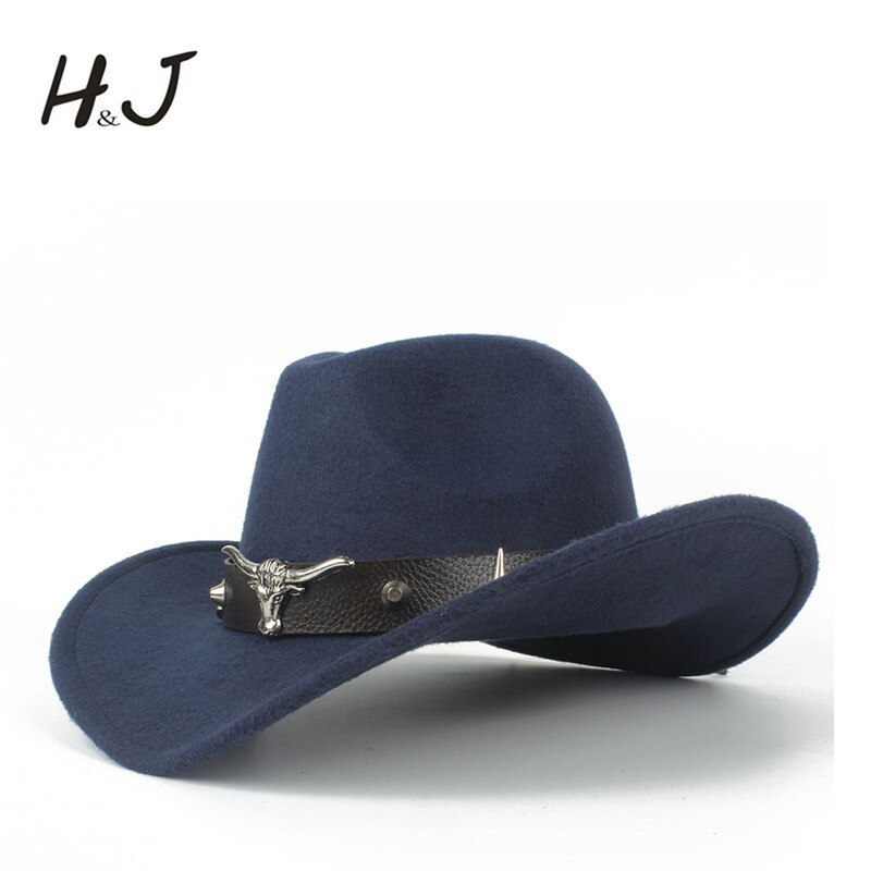 100% Wool Women Men Hollow Western Cowboy Hat With Tauren Belt Winter Outback Jazz Toca Sombrero Cap Size 56-58CM