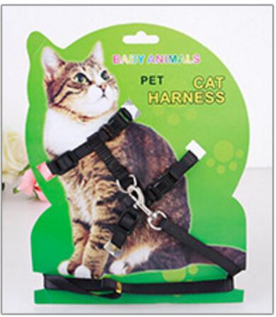 Conjunto de arnés y correa de nailon para gatos productos para mascotas para animales correa de arnés de tracción ajustable para perros gato gatito cuello Halter para gato: 01