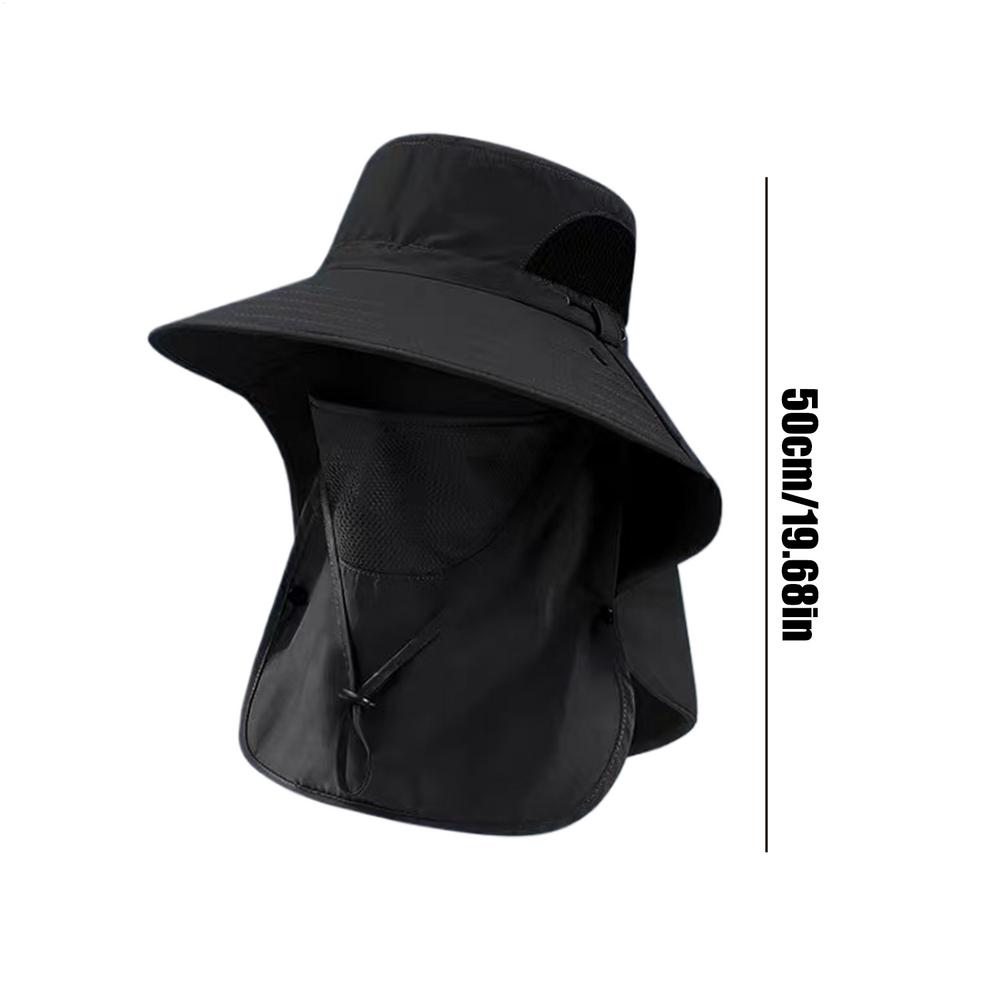 Fishing Hat Breathable Wide Brim Waterproof Sunhat Cap Sun Cap with Neck Flap for Hiking Camping Gardening Cycling Mountain: black