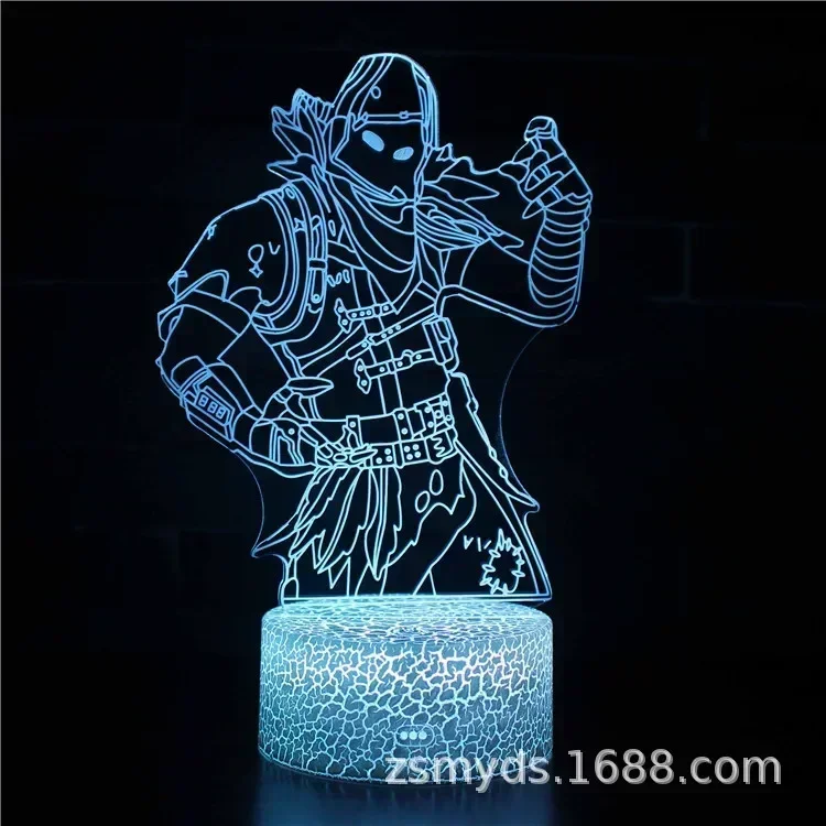 Fortnite 3D Illusion Lamp Game Setup Patterns LED Night Light Gamer Decoration Table Lamp Game Room Decor: Silver