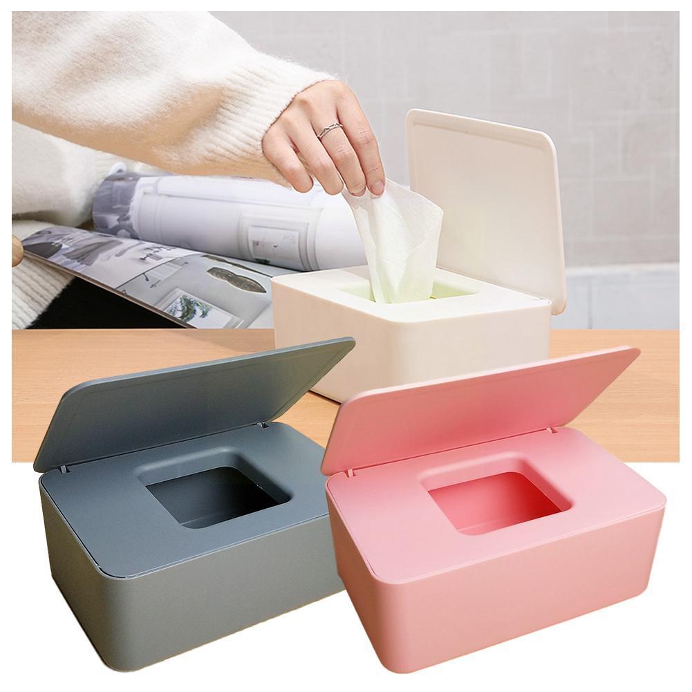 Simplicity Wet Tissue Box Desktop Seal Wipes Paper Storage Box Household Plastic Dust-proof With Lid Tissue Box For Home Of H3s4