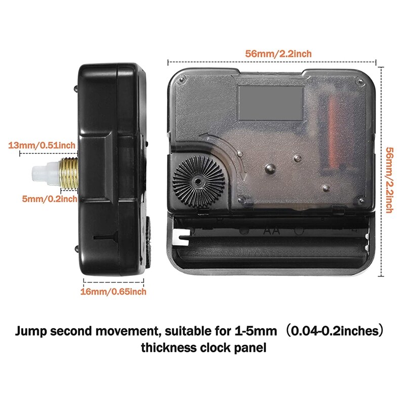 2 Pieces High Torque Long Shaft Clock Movement Mechanism with 5 Different Pairs of Hands Clock Repair Parts Replacement