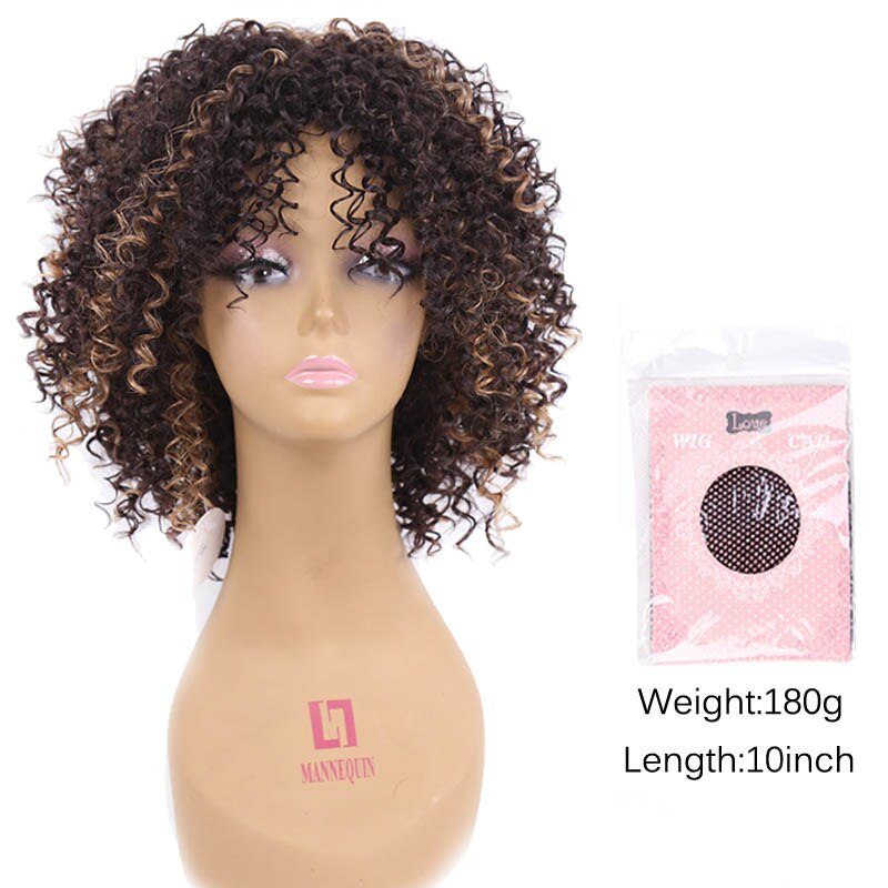 Amir Haar Medium Korte Afro Kinky Pruik Met Ombre zwart en Bruin Mix Blonde Pruiken Voor Vrouwen met gratis: Default Title