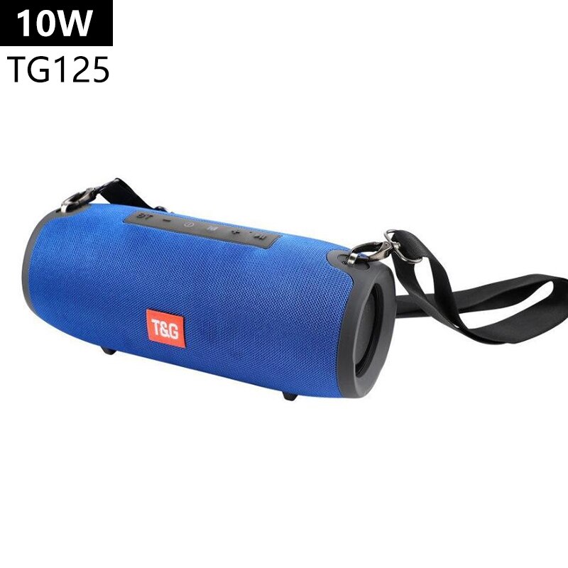 20W High-power Portable Speakers TG125 Outdoor Waterproof Battle Drum Wireless Speaker FM Radio loudspeaker USB Port AUX Input: 10W-900g-Blue