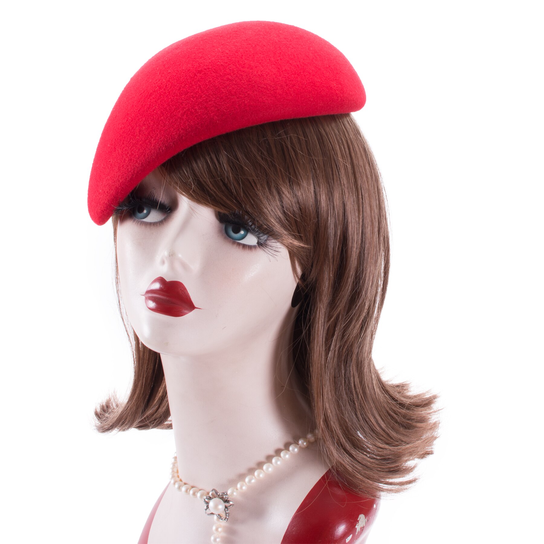 Lawliet-Sombrero de lana bloqueada con inclinación de fieltro para mujer, tocado para cóctel, sin recorte, Pillbox, Base de fieltro, A597