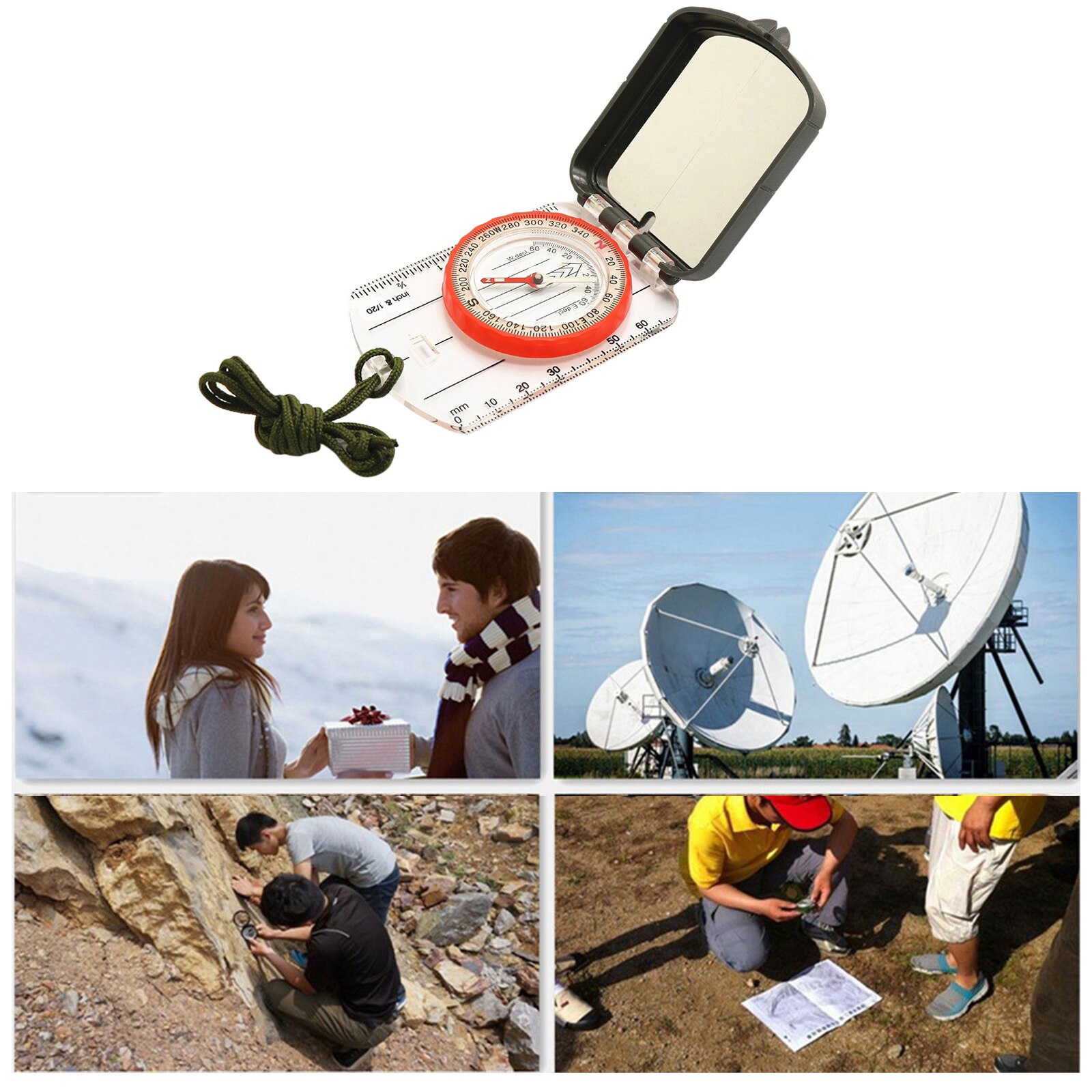 Draagbare Kaart Liniaal Spiegel Navigatie Kompas Scouts Camping Outdoor Wandelen Kompas Survival Rvs Spiegel Cover