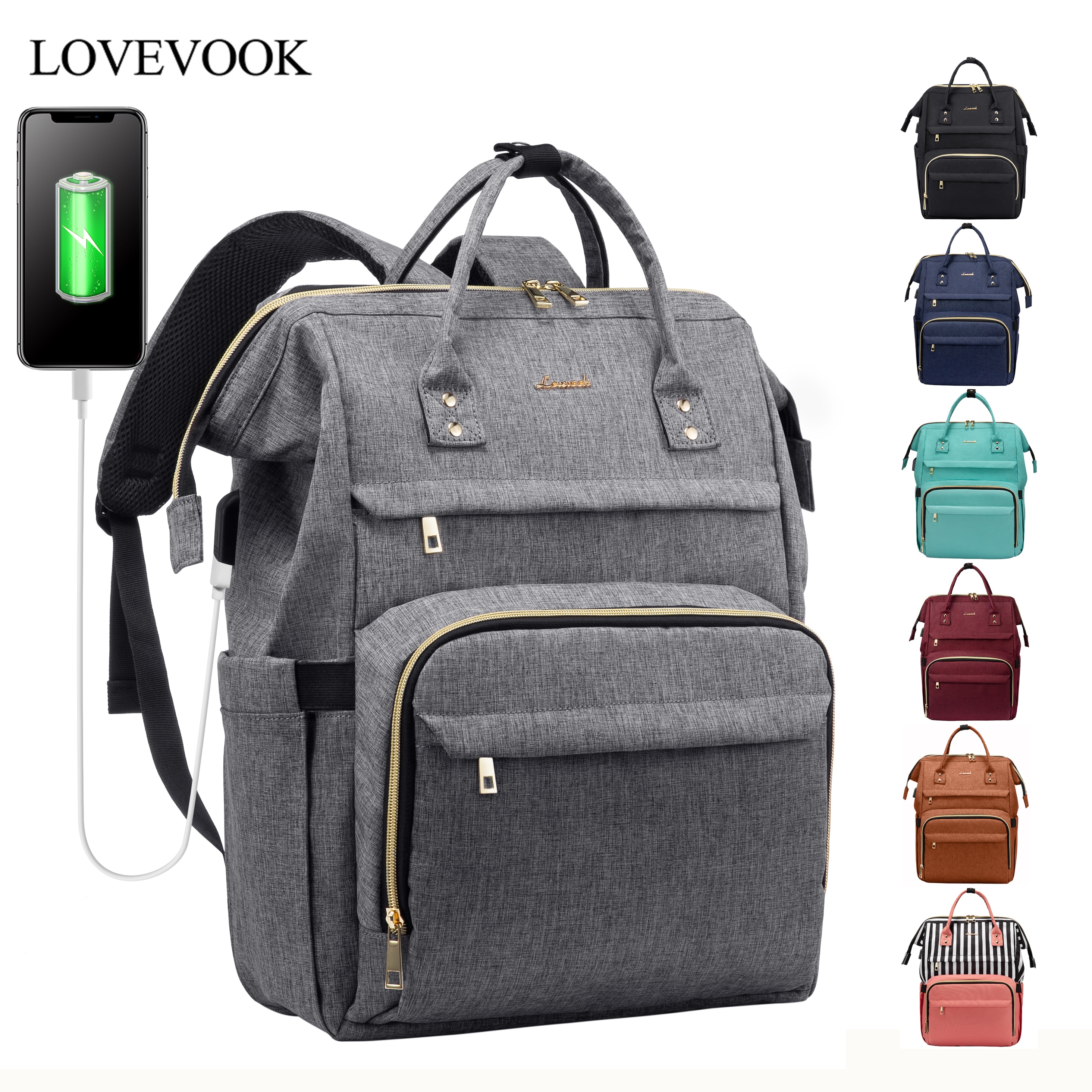 LOVEVOOK ,mochilas para mujer ,mochila mujer,mochila multifuncional para ordenador portátil unisex, morral de lona, resistente al agua, para la escuela y el trabajo,mochila trabajo