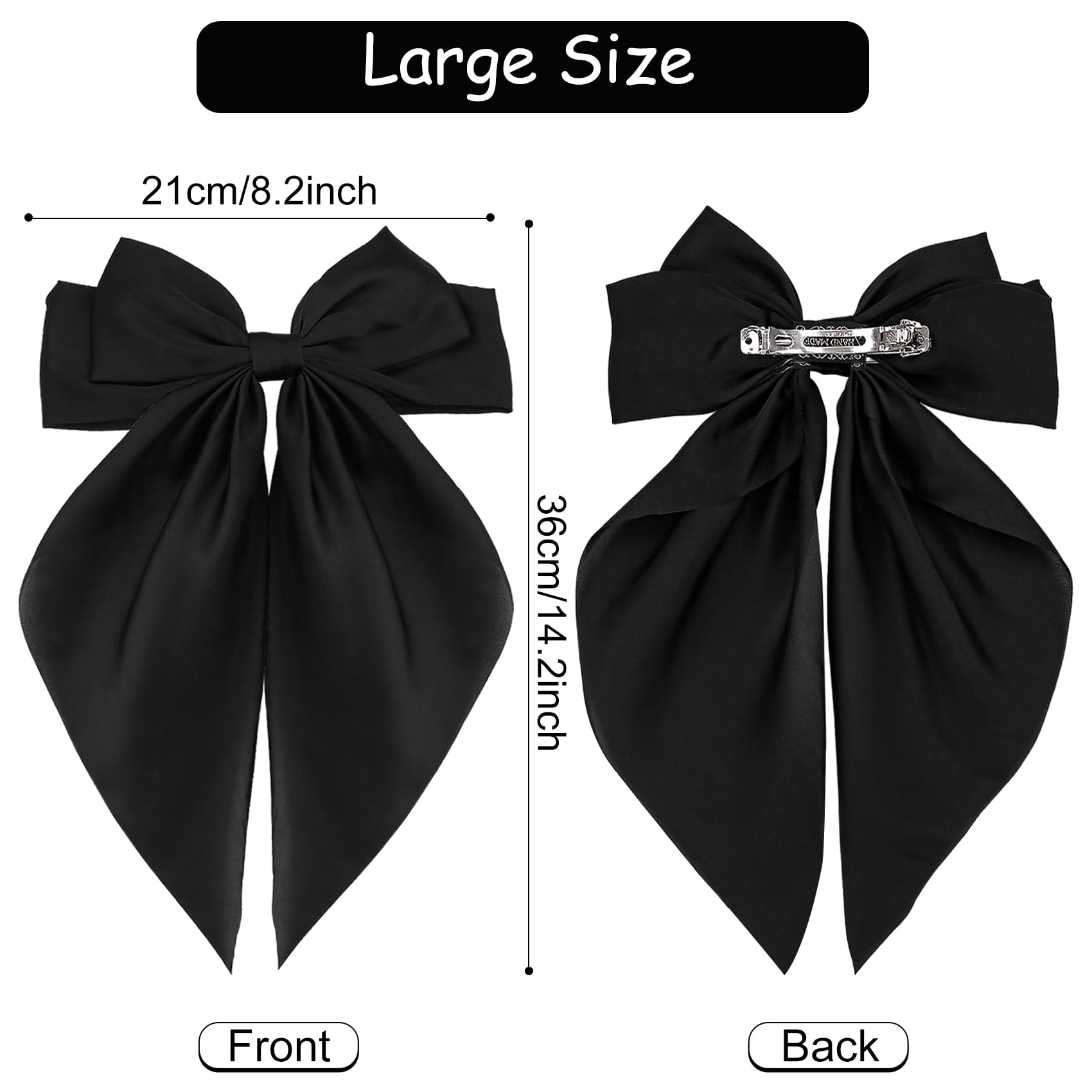 AISHG Silk Smooth Satin Large Bow Hairpin for Women Sweet Butterfly Spring Hair Clip Girls' Hair Accessories