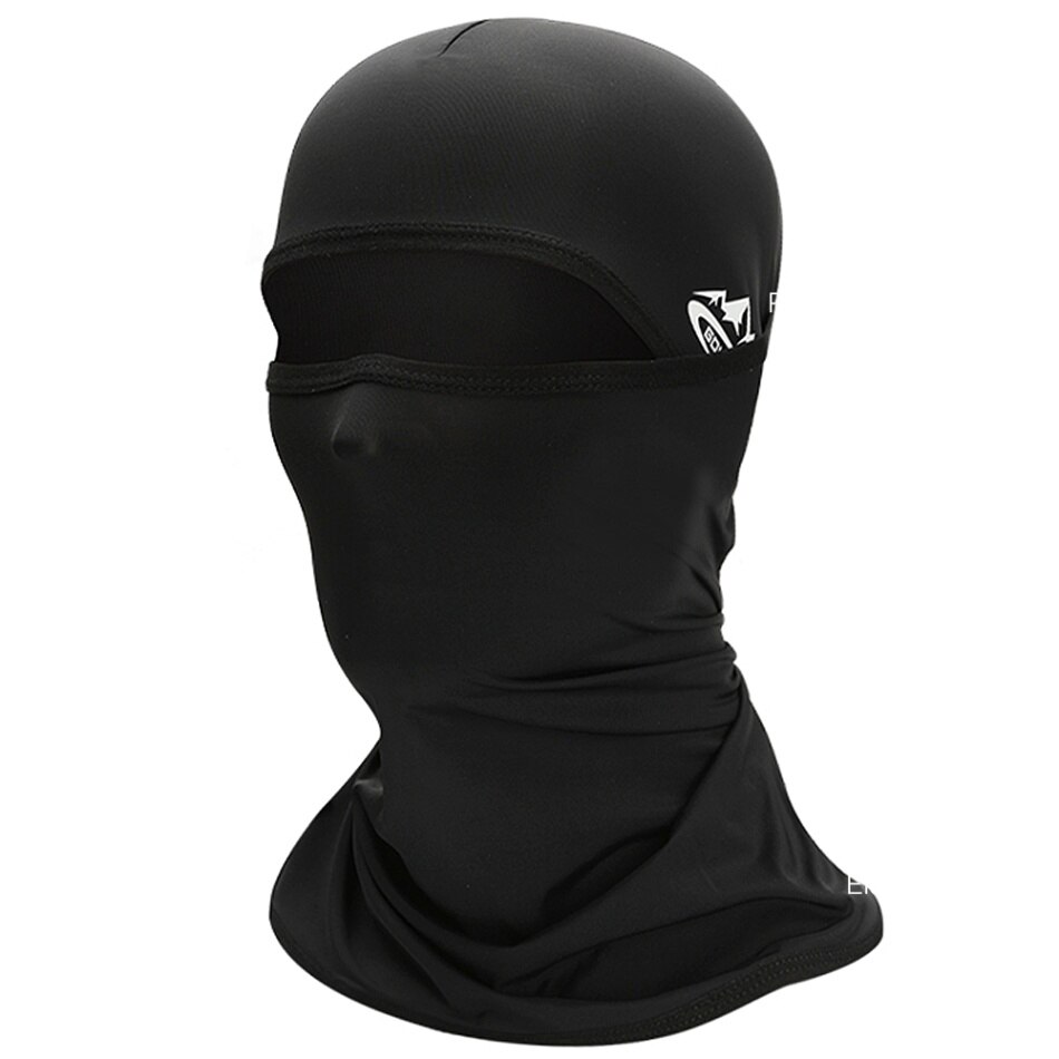 Lixada Fietsen Gezichtsmasker UPF50 + Helm Liner Balaclava Cooling Ijs Zijde Halsbeenkap Zomer Uv Bescherming Hoofddeksels: Black