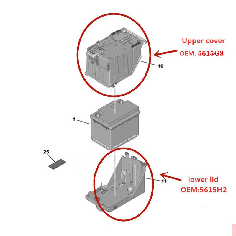 Plateau de protection de batterie, couvercle supérieur, pour Peugeot 307 308 3008 407 408 5008 RCZ Citroen Picasso C4 siège 5615/2 5615G8
