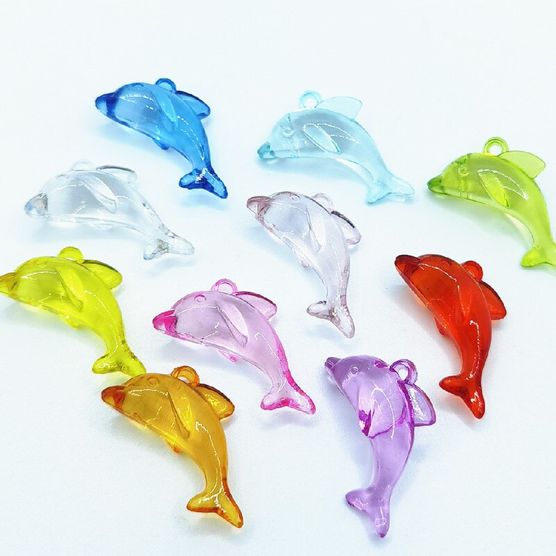 10 stks kleur plastic acryl kleine dolfijn hanger speelgoed kinderen kralen kralen diy ketting hanger kleine sieraden materiaal