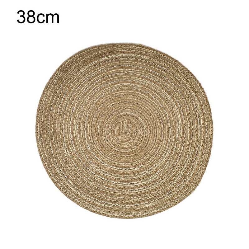 Nordisk rundbordsmatta anti-slip dryckunderlägg isolerade solida placemats linne halkfri ramie matta köksredskap för heminredning: Lätt kaffe 38cm