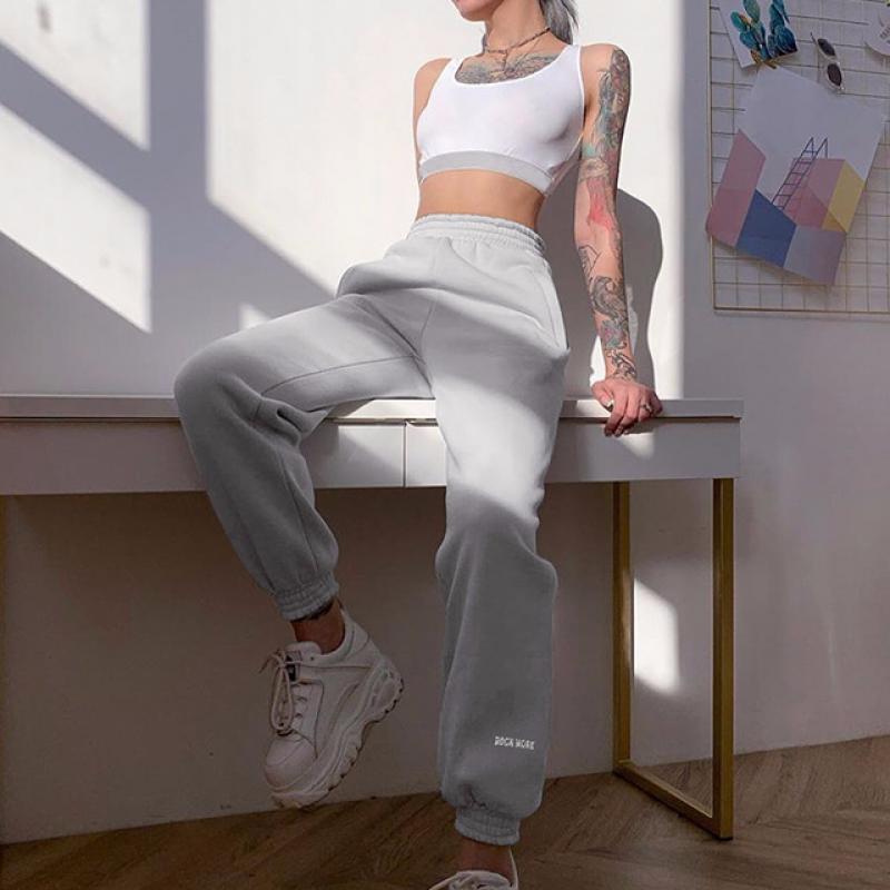 Women Jogger Pants Casual Sport Pants Solid Running Female Tracksuit Elastic Waist Ladies Sweatpants Baggy Grey Trousers