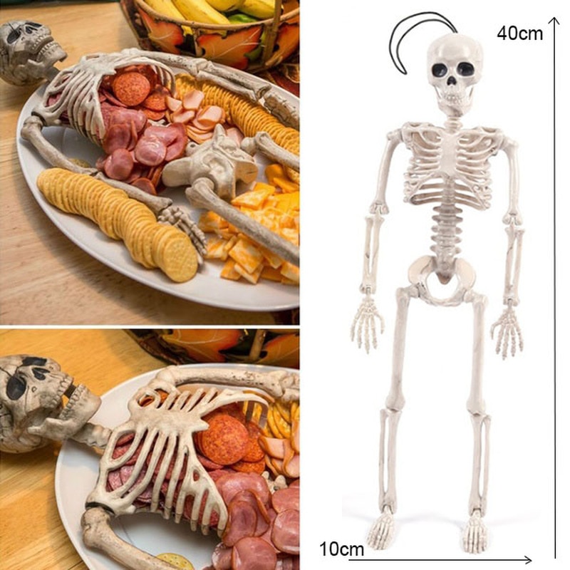 40cm Halloween Skeleton Plastic Human Skeleton Anatomical Model Skeleton for Halloween Party Haunted House Decoration Props Toys