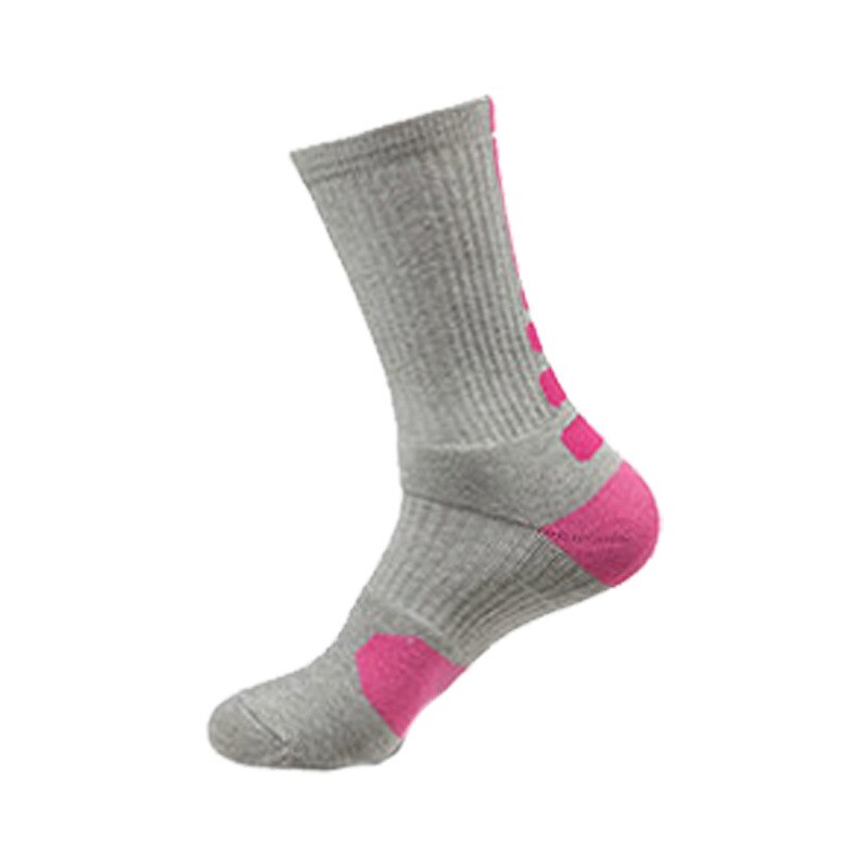 Basketball Adult mao jin di Thickened Elite Socks Profession Sweat Absorbing Wear-Resistant Anti-Friction Training Athletic Sock: LQW10405 Paragraph Grey Pink