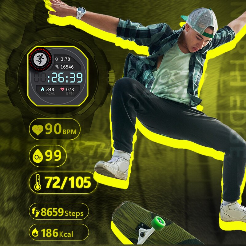 Noord Rand Mannen Digitale Horloge Mannen Mode Sport Horloges Volledige Touch Screen Hartslag Stappenteller Stopwatch IP68 Waterdichte Klok