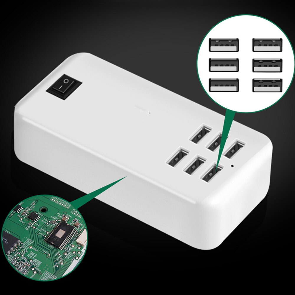 30w usb-ladegeräte mit je 6 anschlüssen, 6a schnellladestationen, handy-hubs für den schreibtisch und reisen, verlängerungssteckdosen