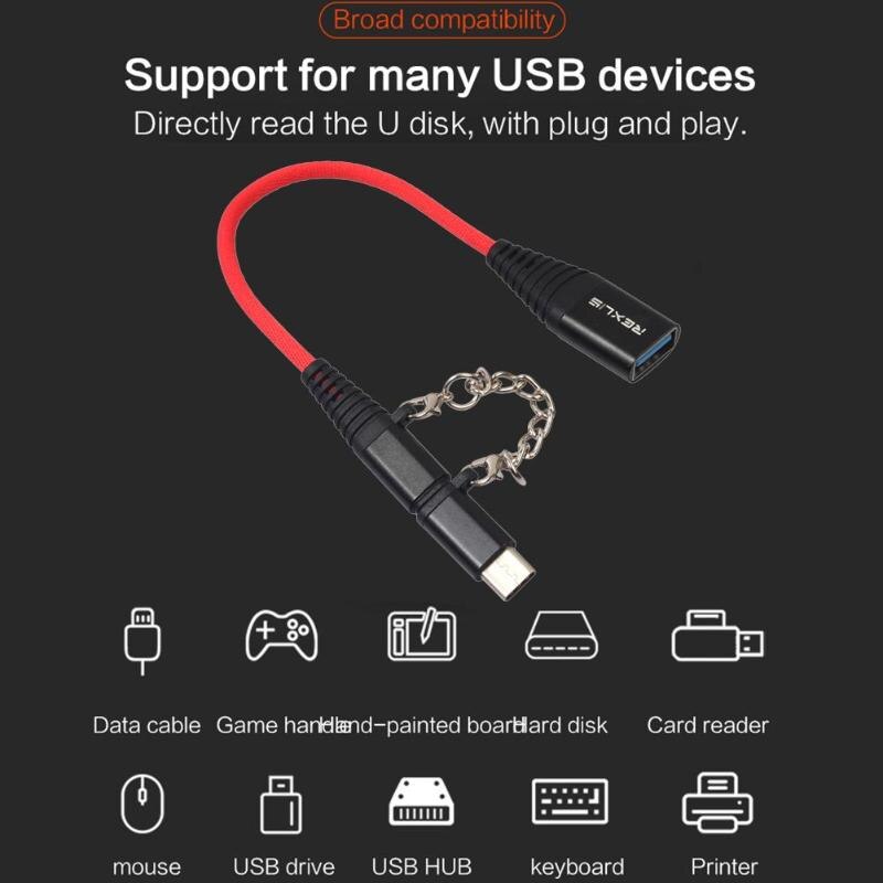 Kabel Adapter OTG ALLOYSEED 2 w 1 USB-C Męski + Micro USB Męski do USB 2.0 Żeński
