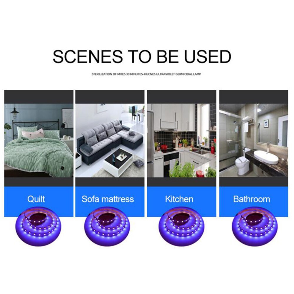 1M UV Sterilizer LED Strip Light UV Lamp USB UV-C Lamp Sterilization Household Sterilizing Lamp 5V 3W