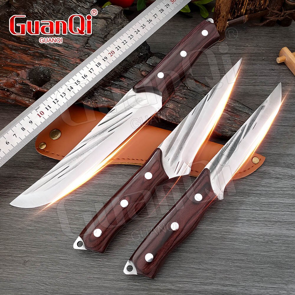 1-3PCS Forged Boning Knife Set Handmade Cleaver Knife Kitchen Knife Wooden Handle Knife for Kitchen Items
