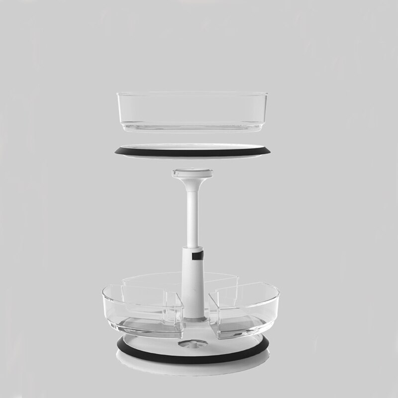 Retractable Storage Tray Double Layer Kitchen Storage Container Kitchen Accessory Plastic Rotating Tray Space-saving Spice Rack