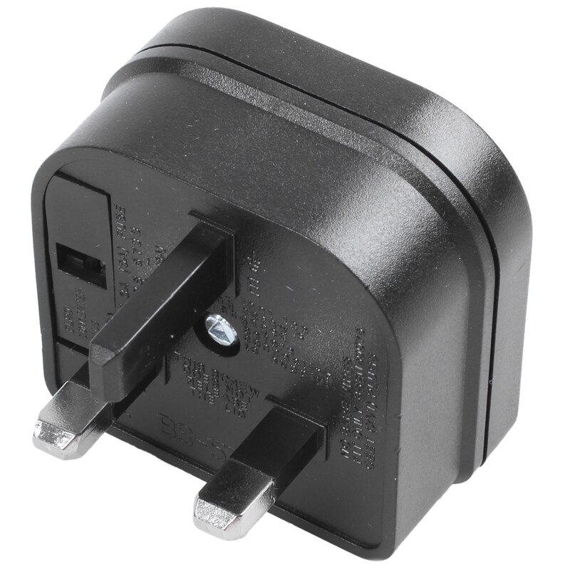 Euro 2 Pin to 3 Pin Converter Plug Adapter Black