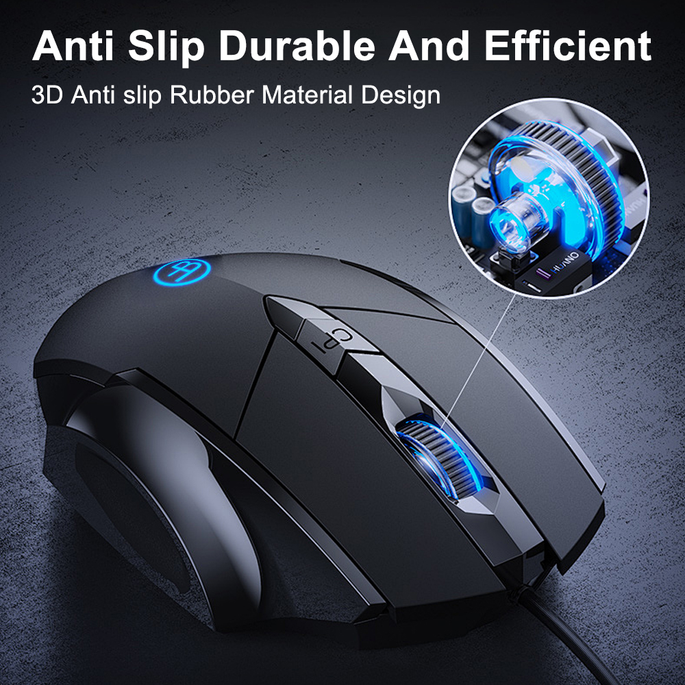 Bedrade gamingmuis 7200 DPI Computermuis met snoer en 6 knoppen Ergonomische muizen Kantoor- en gamemuis voor laptop PC Desktop