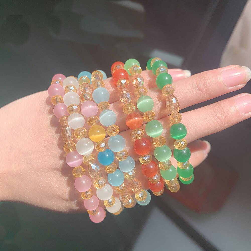 Neue Charme 6 MM Glas Perlen Armbinde Multi-farbige Schmuck für Frauen Handgemachte Runde Armbinde Armreif