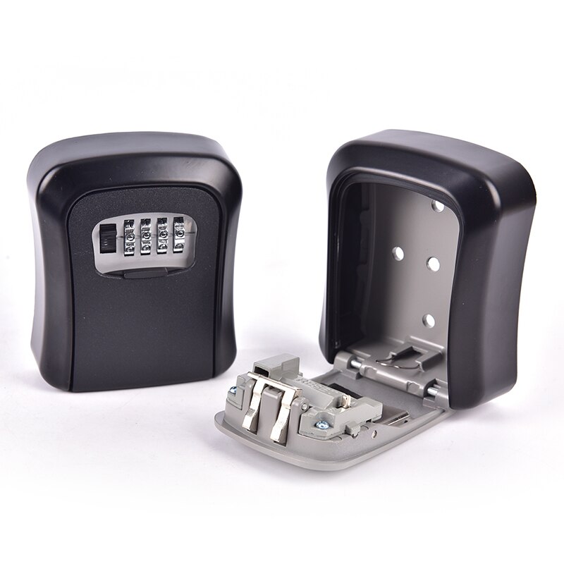 Outdoor Key Lock Box Wall Mounted Aluminum Alloy Key Safe 4-digit Password Storage Box Weatherproof