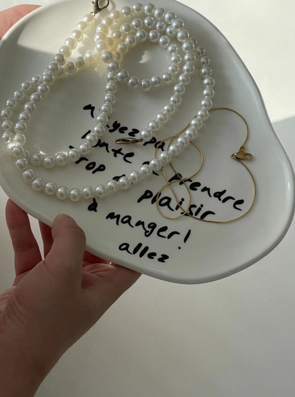 Koreaanse Stijl Decoratieve Plaat Onregelmatige Keramische Diner Platen Platen Keramische Dessertbord Ontbijt Kom Franse Brief