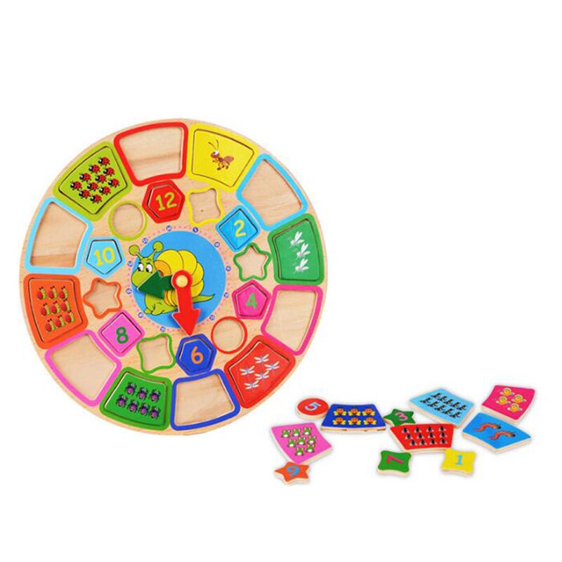 Multi-functional Wooden Early Education Cognitive Clocks For Children Disassembling Alarm Clocks Geometry Party Jigsaw Puzzle