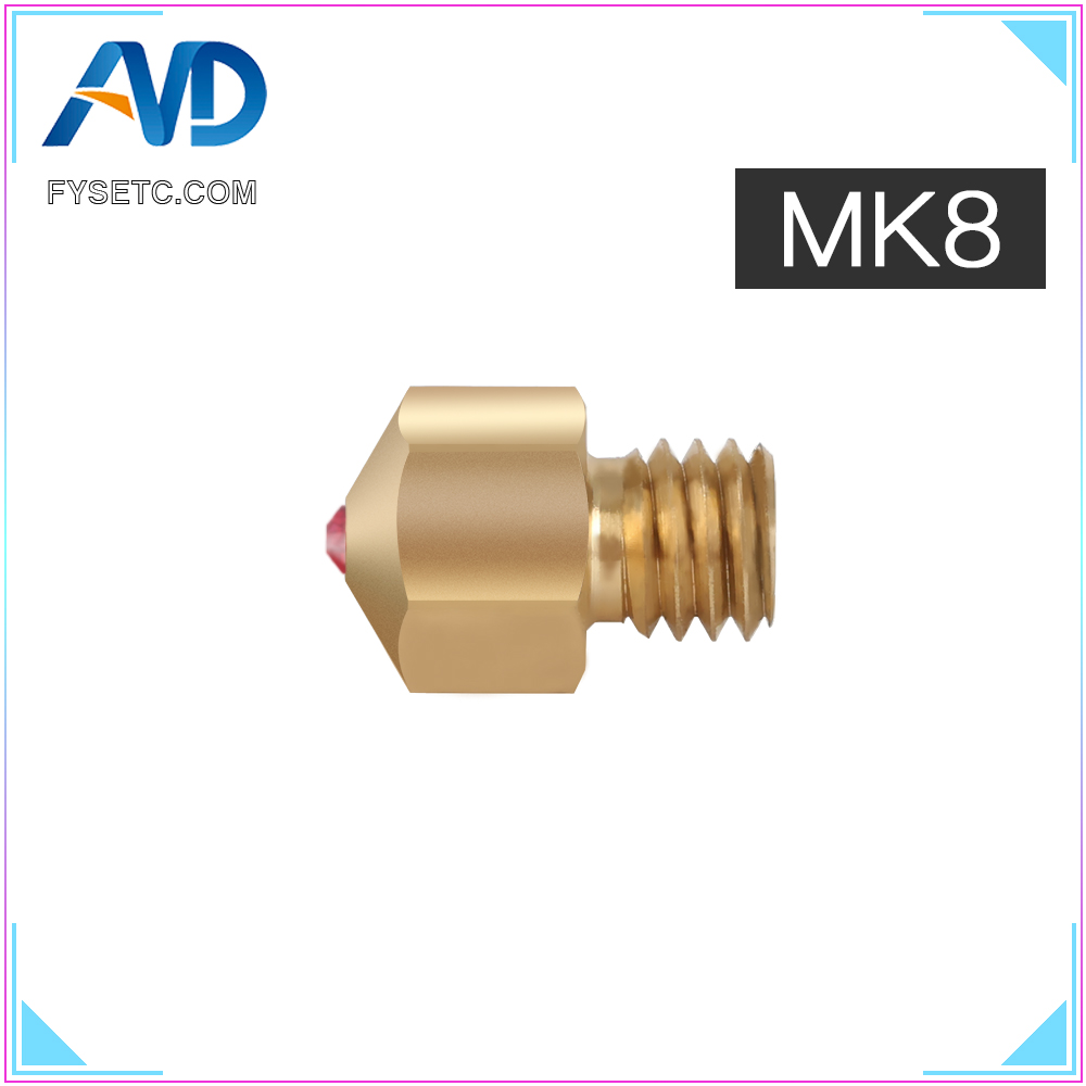 MK8 Ruby Nozzle 1.75mm Nozzles 0.4mm High Temperature Ruby MK8 Nozzle For PETG ABS PET PEEK NYLON PRUSA I3 ENDER CR10 Hotend