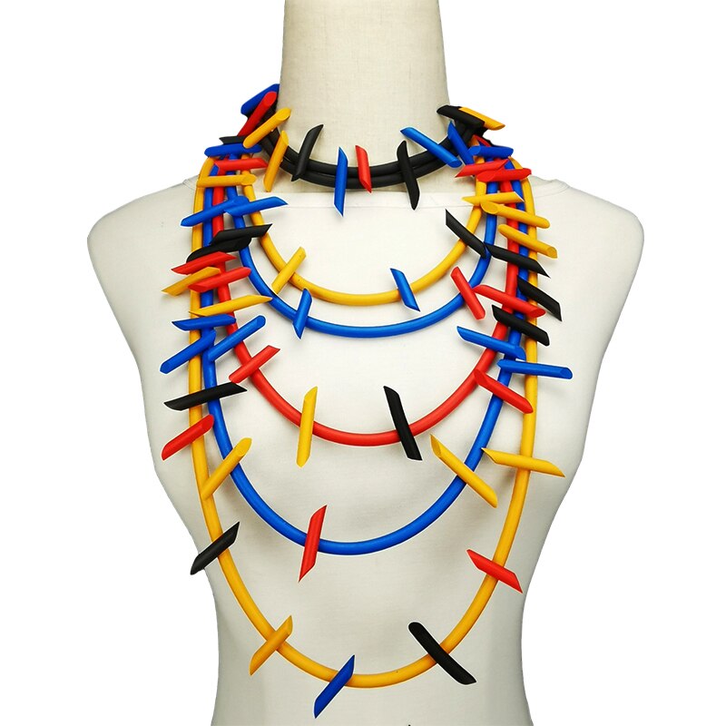 UKEBAY collar Multicolor gargantilla collares mujer gótico suéter cadena hecho a mano goma accesorios para , joyería collar: multicolor  set