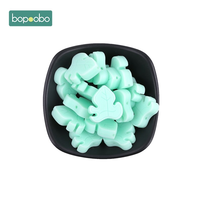 Bopoobo Silicone Teether Bead 10pcs BPA Free Silicone Turtle Leaf Beads Silicone Beads Baby Teething Beads Baby Teether: Mint