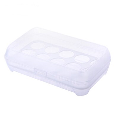 15 ägg box kök krispiga utomhus portabel picknick ägg förvaringsbox plast ägg box: Vit