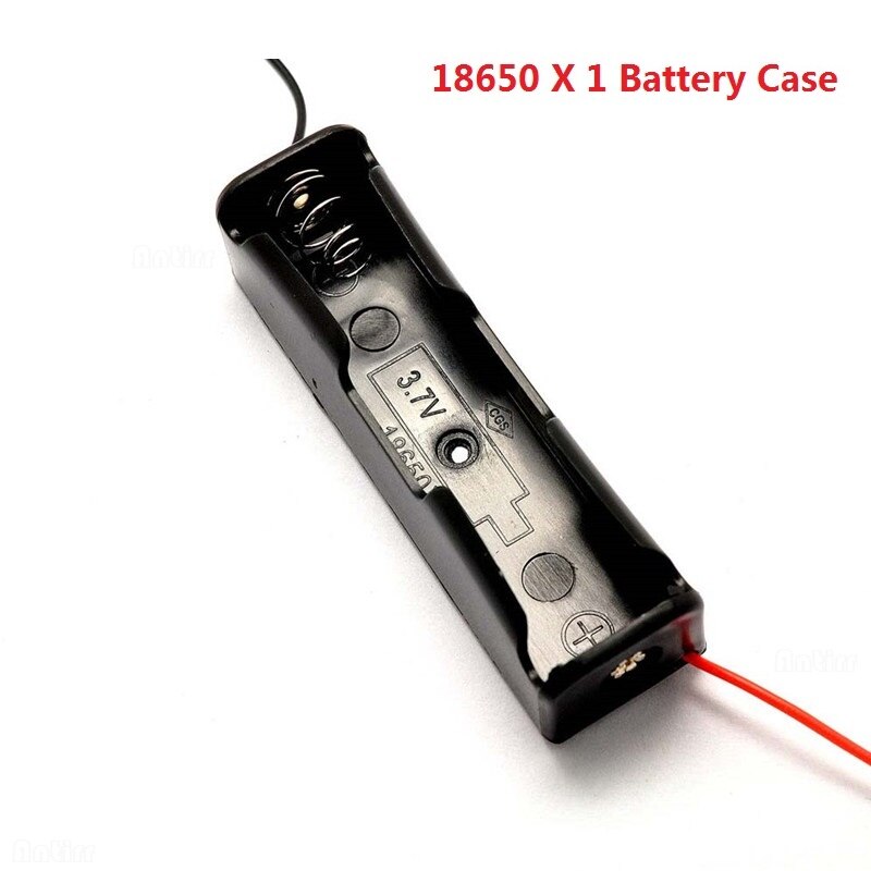 Black Plastic 1x 2x 3x 4x 18650 Battery Storage Box Case 1 2 3 4 Slot Way DIY Batteries Clip Holder Container With Wire Lead Pin: X1 Slot