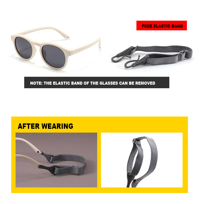 Primeras gafas de sol para bebé de 0 a 3 años, para recién nacido, con correa, redondas, flexibles, polarizadas UV400, accesorio de gafas de sol de silicona para bebé