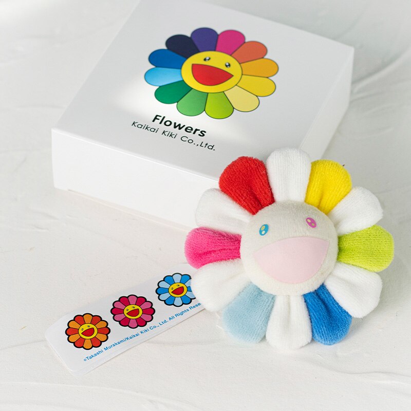 Broche de girasol japonés para Bebé y Niño, flor de arcoíris de peluche, estera de suelo juego, asiento, decoración colorida: flower WHITE