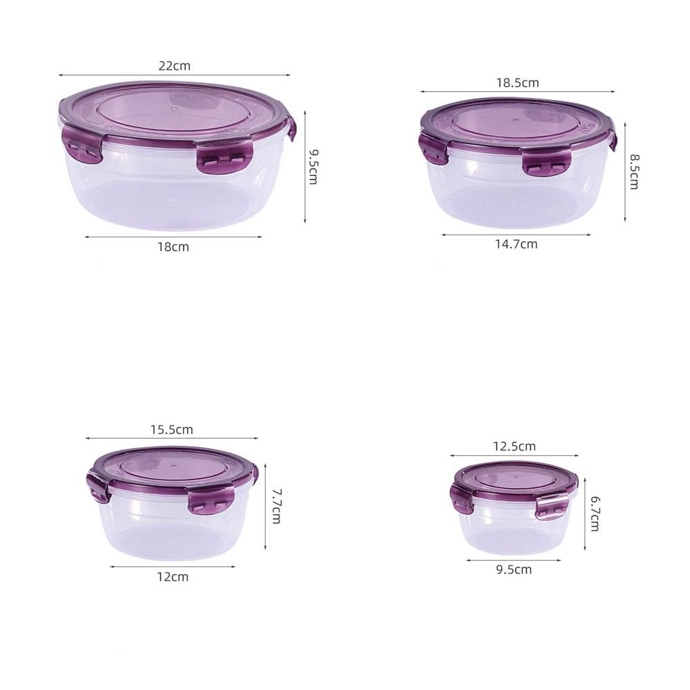 1/4Pcs Safe Plastic Round Storage Box Sealed Rectangular with Lid Food Containers Stackable Microwave-heated Lunch Boxes