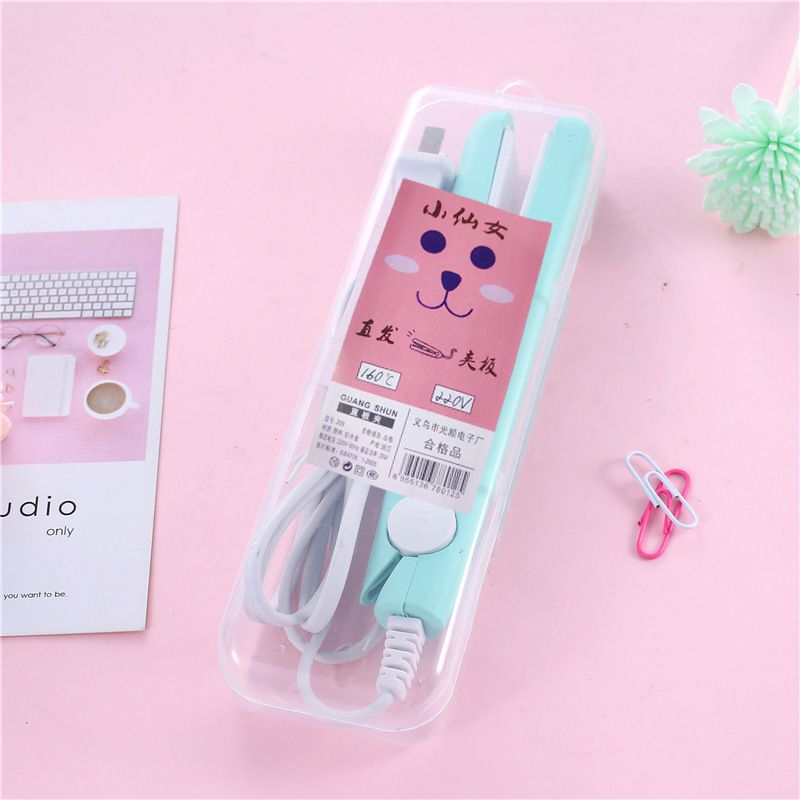 Mini 2 in 1 flatjerns rettetang og krølltang bærbart pro twist hårrettetang flattjern hårkrøll hårstylingverktøy: Grønn